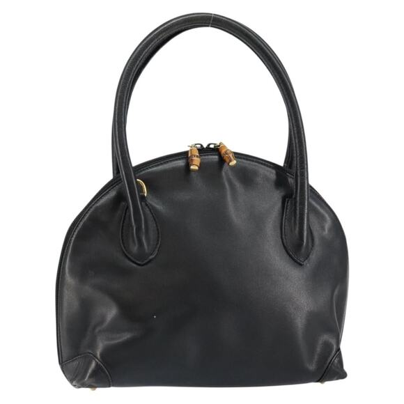 GUCCI Bamboo Hand Bag Leather Black - Picture 1 of 12
